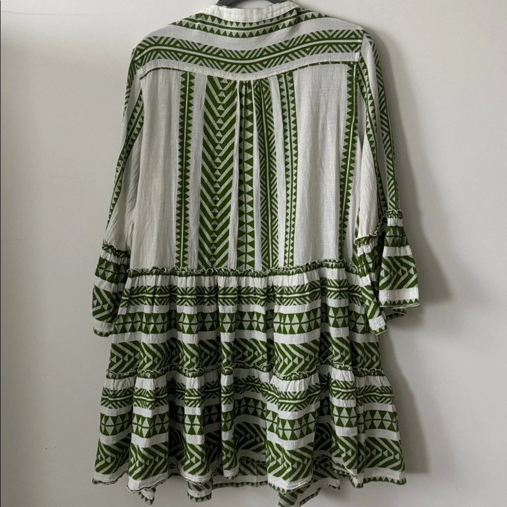 Tuckernuck Devotion Twins Green White Print Dress L - Picture 9 of 11